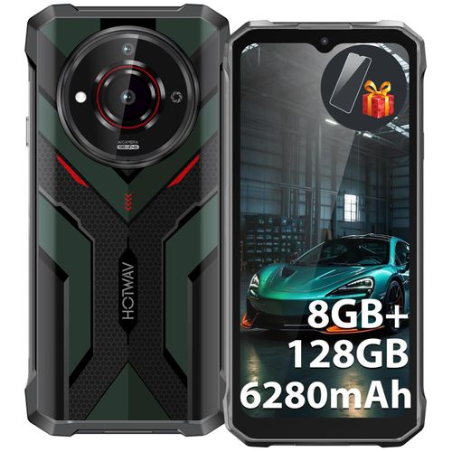 Outdoor Smartphone T7S, 8GB/128G B/1TB Erweiterbar, Outdoor Handy Ohne Vertrag Günstige, 21MP+8MP Kamera Dual SIM OTG/Face ID/GPS/IP68/ IP69K, grün