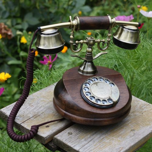 Opis 1921 cable Retrotelefon aus Holz und Metall / Holztelefon / Klassisches Telefon