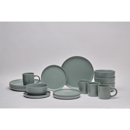 Novel Kombiservice Salerno, Grün, Keramik, 16-teilig, Uni, 410 ml,900 ml, Lfgb, lebensmittelecht, Essen & Trinken, Geschirr, Geschirr-Sets, Kombiservice