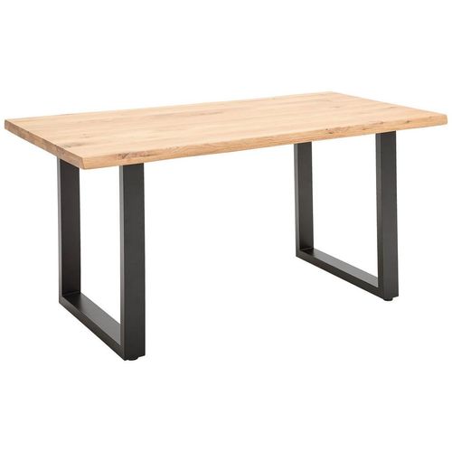 Esstisch , Schwarz, Eiche , Holz, Metall , Eiche , vollmassiv , Kufe , 90x76x160 cm , Esszimmer, Tische, Esstische