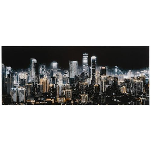 Monee Glasbild, Schwarz, Gold, Glas, Städte, rechteckig, 125x50 cm, Fotografie, einfache und schnelle Anbringung, Bilder und Zubehör, Wandbilder, Glasbilder