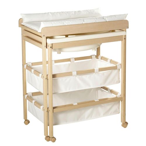 Roba Bade-Wickel-Kombination roba Baby Pool, Natur, Buche, Textil, Schichtholz, 56x100x83 cm, Babymöbel, Wickelkommoden & Zubehör, Wickelkommoden
