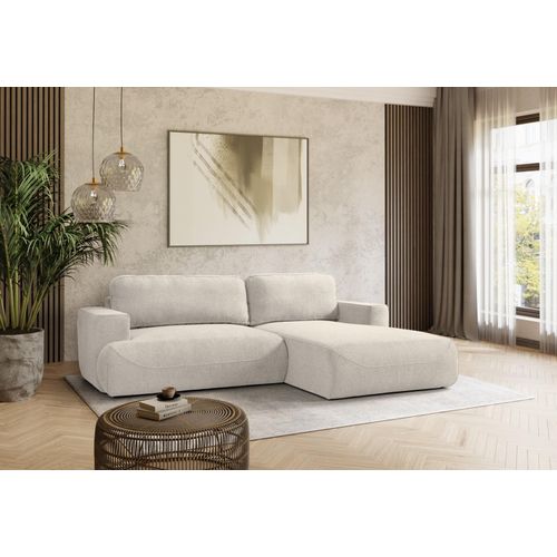 KSHOMECONCEPT Ecksofa LUNA L mit Schlaffunktion und Bettkasten, Modell Rechts, Ecru
