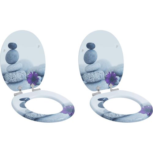 Soft-Close Toilettensitz 2 pcs Grau 44 x 38 cm MDF-Platte