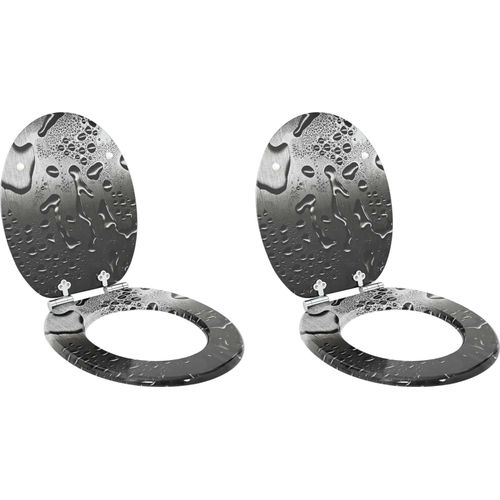 Soft-Close Toilettensitz 2 pcs Grau 44 x 38 cm MDF-Platte