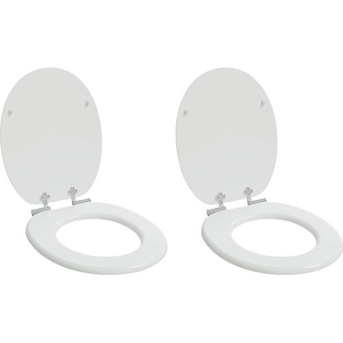 Soft-Close Toilettensitz 2 pcs Weiß 44 x 38 cm MDF-Platte