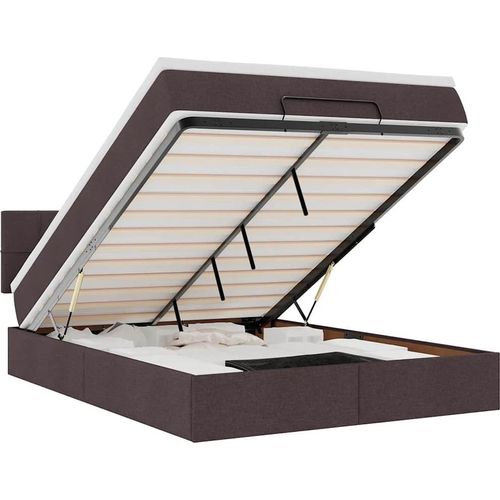 Ottomanische Bett mit Matratze & LEDs Dunkelbraun 140x190 cm