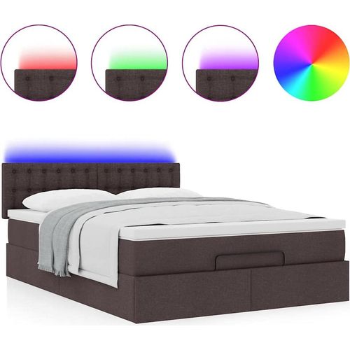 Ottomanische Bett mit Matratze & LEDs Dunkelbraun 140x190 cm