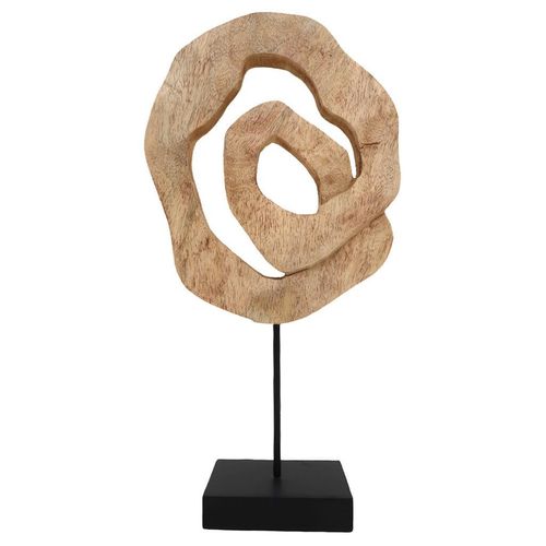 Ambia Home Skulptur , Natur , Holz, Metall , Mangoholz , massiv , Uni , 24.5x52x9 cm , Handmade in India , Kunsthandwerk, zum Stellen, handgemacht , Dekoration, Skulpturen & Dekoobjekte, Skulpturen