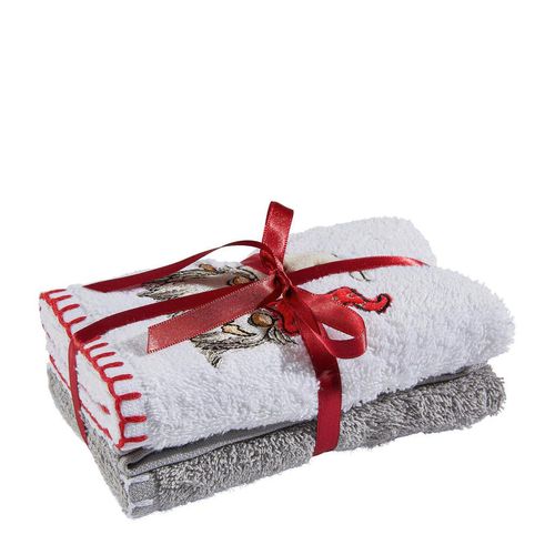 X-Mas Gästetuch, Grau, Weiß, Textil, Weihnachten, 30x50 cm, Dekoration, Weihnachtsdekoration, Weihnachtstextilien