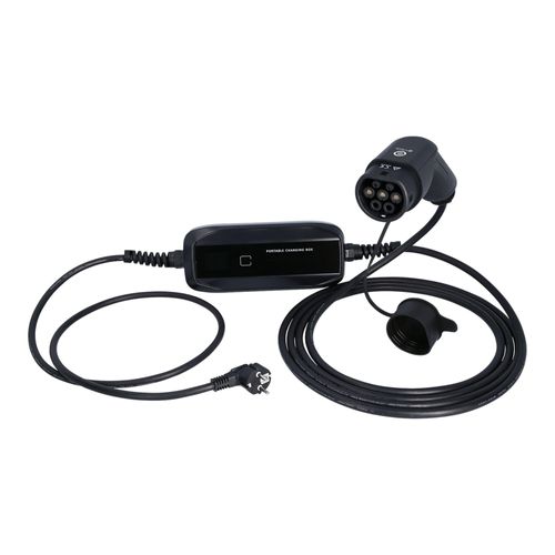 KS Tools efuturo mobile Ladestation mit Typ 2 Ladekabel, 1 Phase, bis zu 3,7 kW, 10-16 A, 230 V, Mode 2, LCD Display, Schuko-Stecker (117.7610)