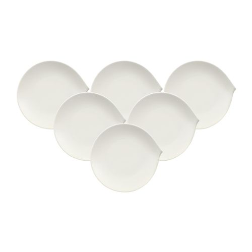 Frühstücksteller VILLEROY & BOCH "Frühstücksteller Flow ø 21 cm 6er Set weiß", weiß, Speiseteller
