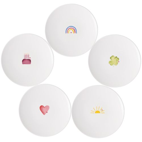Frühstücksteller VILLEROY & BOCH "Frühstücksteller With Love ø 21,2 cm 5er Set bunt", bunt, Speiseteller