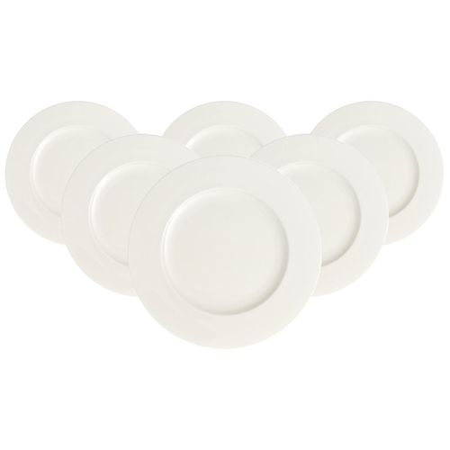 Frühstücksteller VILLEROY & BOCH "Frühstücksteller Royal ø 24,5 cm 6er Set weiß", weiß, Speiseteller