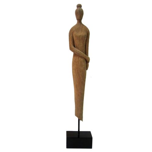 Ambia Home Dekodame , Natur, Schwarz , Holz, Metall , Mangoholz , massiv , Uni , Dame , 14x71x9 cm , Handmade in India , Kunsthandwerk, zum Stellen, handgemacht , Dekoration, Skulpturen & Dekoobjekte, Dekotiere
