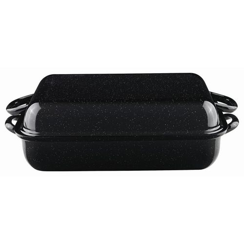 Riess Bräter Classic, Schwarz, Metall, rechteckig, 26x13.3x37 cm, backofengeeignet,hitzebeständige Griffe, backofengeeignet, kratzfest, Kochen, Töpfe, Bräter