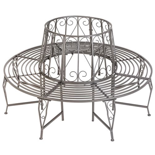 tectake® Baumbank, im Antik-Stil, 360°, für mehrere Personen, wetterfest, 164 x 164 x 89 cm