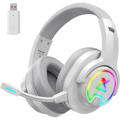 Gaming Headset für PS4, PS5, PC, Mac, Switch, 48H 2.4GHz mit Noise Cancelling Mikrofon, Kabelloses Bluetooth Headset mit LED-Lichtern, Surround Sound