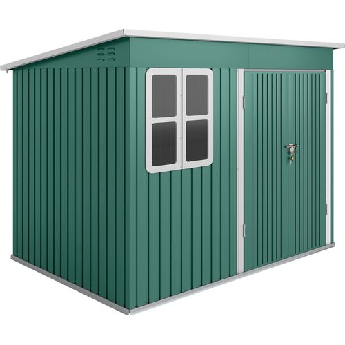 Metallschuppen zur Aufbewahrung von Gartengeräten, mit Fenster, breite Tür, 260 x 177 x 190 cm, Grün