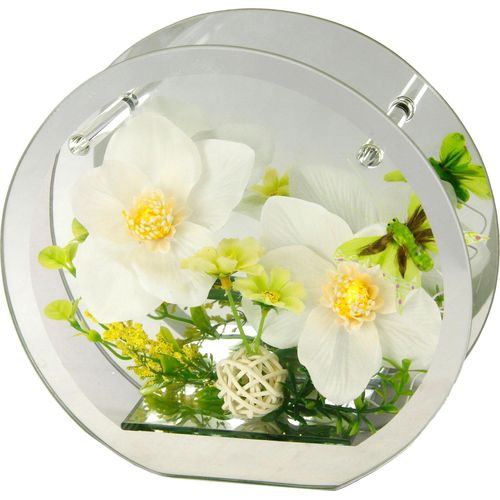 Kunstpflanze I.GE.A., gelb (weiß, gelb), B:19cm H:19cm T:6cm, Glas, Kunststoff, Kunstpflanzen, Kunstpflanze