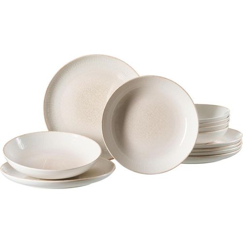 Ritzenhoff Breker Tafelservice Cara, Creme, Weiß, Keramik, 12-teilig, 29x19x29 cm, Essen & Trinken, Geschirr, Geschirr-Sets, Tafelservice