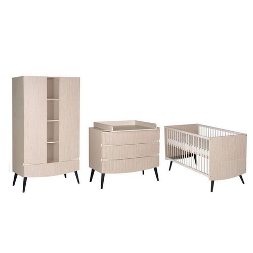 Schardt Babyzimmer, Schwarz, Beige, Holz, Holzwerkstoff, Buche, vollmassiv, 2 Fächer, 3 Schublade(n) Schubladen, DIN EN 12221, zum Juniorbett umbaubar, Aufbauanleitung im Karton, Lattenrost inklusive, Schlupfsprossen, Babymöbel, Babyzimmer-Sets