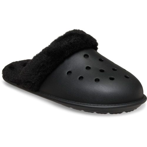 Pantoffel CROCS "Classic Fuzz Scuff", Damen, Gr. 39, schwarz, Croslite™, Schuhe, Hausschuh, Clog mit Warmfutter