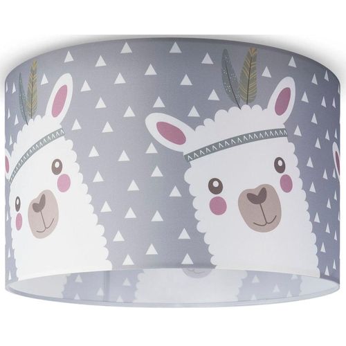 PACO HOME Deckenleuchte "Ela 214", weiß, 1, Ø 45,5cm H: 29,5cm, Leuchten, Kinderlampe Deckenlampe LED Kinderzimmer Lampe Lama-Motiv, E27, Kinderlampe