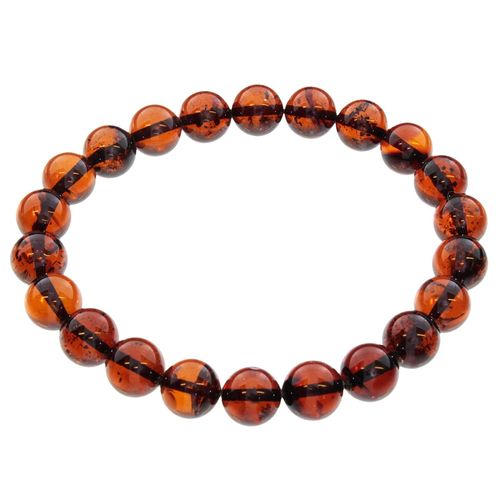 Armband OSTSEE-SCHMUCK "- Kugel 10 mm - Bernstein -" Gr. 19, braun (bernsteinfarben, braun), Armbänder, Damen, Bernstein, Armband