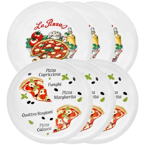 Pizzateller VAN WELL "Pizzateller Napoli & Margherita ø 30,5 cm 6er Set bunt", bunt, L:30,5cm, Speiseteller