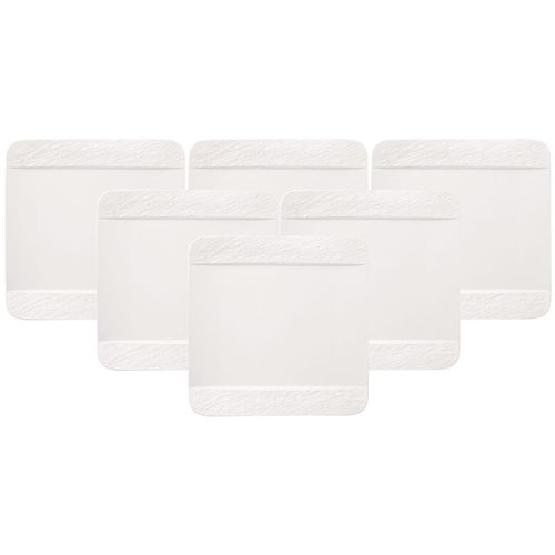 Speiseteller VILLEROY & BOCH "Speiseteller quadratisch Manufacture Rock Blanc 28 x 28 cm 6er Set weiß", weiß, L:27,9cm, Speiseteller, Speiseteller