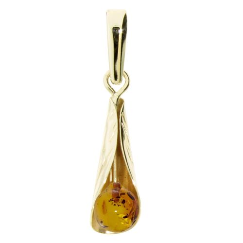 Kettenanhänger OSTSEE-SCHMUCK "Ostsee-Schmuck Anhänger Blütenkelch Anhänger Blütenkelch", gelb, Schmuckanhänger, Damen, 29 x 9mm, Gelbgold 333, 1 g, Kettenanhänger