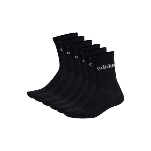 Kurzsocken ADIDAS ORIGINALS "Socken Linear Crew Cushioned 6er Pack", Damen, Gr. 46-48, schwarz, Obermaterial: 75% Baumwolle CO. 22% Polyester PES. 2% Elasthan EL. 1% Nylon NY., Socken