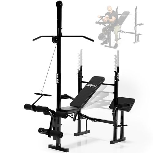 Physionics Physionics - Multifunktions-Halterungsbank - Trainingsbank - Kraftstation - Trainingsstation - Hanteln - Hantelset - Verstellbar