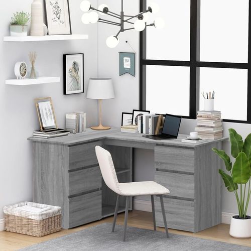 vidaXL Eckschreibtisch Grau Sonoma 145x100x76 cm Holzwerkstoff - Eckschreibtisch - Eckschreibtische - Schreibtisch - Büroschreibtisch