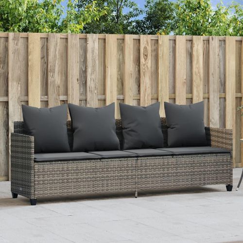 CLORIS Sonnenliege mit Kissen Grau Poly Rattan 2024