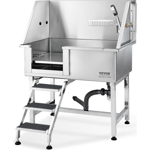 VEVOR Professionelle Hundepflegewanne 965,2mm Edelstahl Tierbadewanne Hundewaschstation max.100kg Hunden Pflege Dusche Hundewaschanlage Haustierpflegewanne Hundedusche Waschwanne