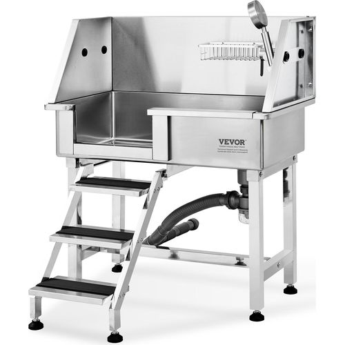 VEVOR Professionelle Hundepflegewanne 863,6mm Edelstahl Tierbadewanne Hundewaschstation max.100kg Hunden Pflege Dusche Hundewaschanlage Haustierpflegewanne Hundedusche Waschwanne