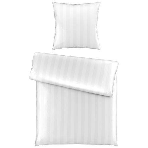 Novel Bettwäsche Dobby, Weiß, Textil, Streifen, 135x200 cm, Oeko-Tex® Standard 100, atmungsaktiv, hautfreundlich, saugfähig, 100% feinster Baumwollsatin mit Seiden-Finish, weiche und anschmiegsame Oberfläche, Schlaftextilien, Bettwäsche, Bettwäsche, Satin-Bettwäsche