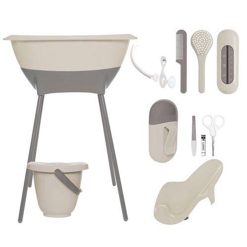Luma Babybadeset Almond, Taupe, Kunststoff, 8-teilig, 40x46x79 cm, Grüner Punkt, Pflegen, Baden, Babybadewannen