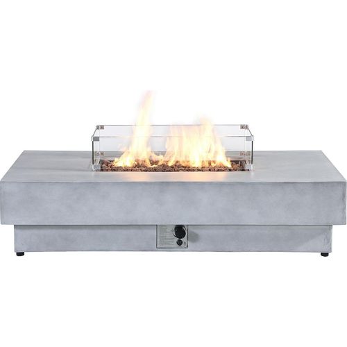 Rechteckiger Tisch mit Gaskamin aus MGO-Betonimitation - Rechteckiger Kamin - SEROZA
