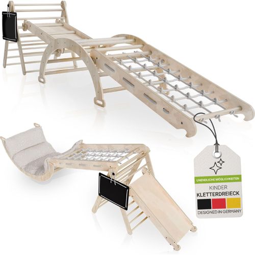 Juskys Kletterdreieck Movario - Indoor Klettergerüst für Kinder, Kletterdreieck und Kletterbogen, mit Rutsche - Groß