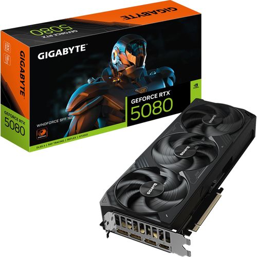 Tarjeta Gráfica GIGABYTE GeForce RTX 5080 WINDFORCE SFF 16GB GDDR7 Reflex 2 RTX AI DLSS4