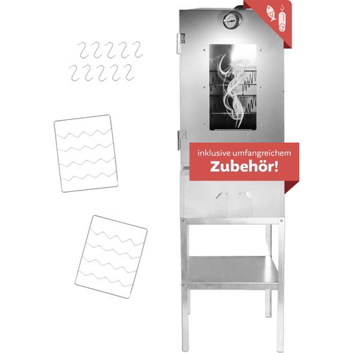 Räucherofen mit Untergestell aus Stahl, Kalträucherofen mit Tisch