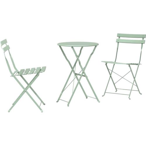 Klapp Bistro Set 3 pcs Meerschaumgrün Stahl