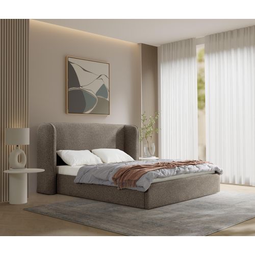 KSHOMECONCEPT Polsterbett mit Bettkasten 180x200 cm VELUNA mit Pocket Matratze H4 Grau