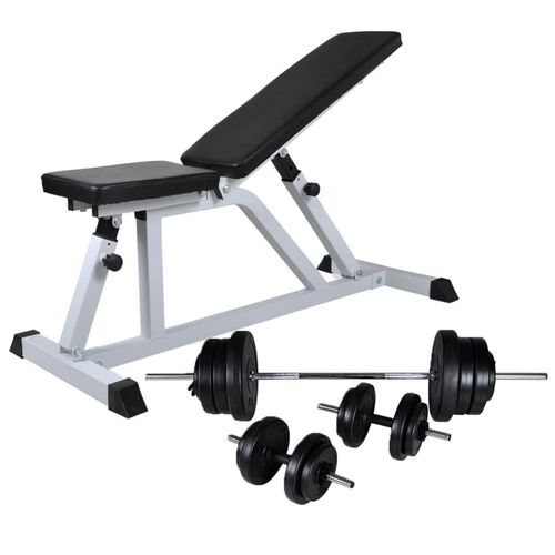 Hantelbank mit Langhantel und Kurzhantel Set 60,5 kg - Hantelbänke CC2643