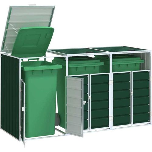Mülltonnenbox für 3 Tonnen Grün 216x81x115 cm Stahl - Mülltonnenboxen CC23177