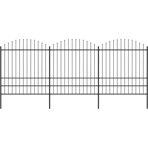 Gartenzaun mit Speerspitzen Stahl (1,75 - 2) x 5,1 m Schwarz
