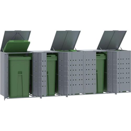 Mülltonnenbox für 5 Tonnen Grau 345x79x117 cm Stahl - Mülltonnenboxen MM563